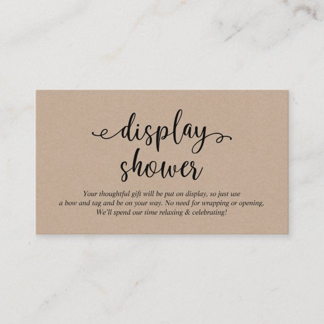 Carte D'accompagnement Script noir rustique, douche d'affichage (Devant)