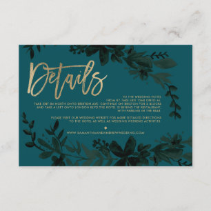 Carte D'accompagnement Script or chic Floral vert direction mariage