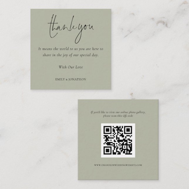 Carte D'accompagnement Script QR Code Galerie de photos Mariage Merci (Devant / Derrière)