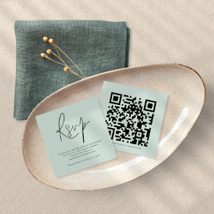 Carte D'accompagnement Script QR Code Mint Green Wedding RSVP