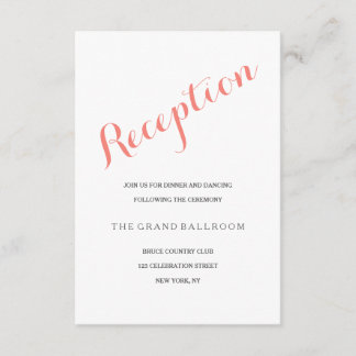 Carte D'accompagnement Script Rose Corail | Carton d'invitation de récept