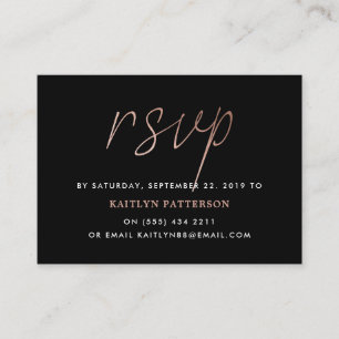 Carte D'accompagnement Script Rose moderne Gold Foil RSVP