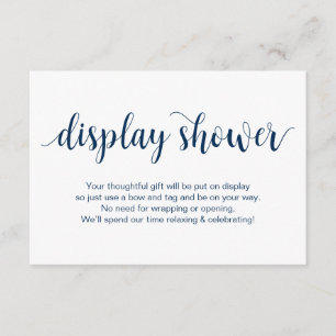 Carte D'accompagnement Script rustique, couleur bleu marine, douche d'aff
