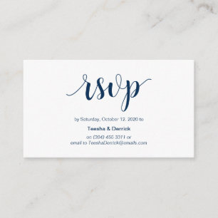 Carte D'accompagnement Script rustique, couleur bleu marine, mariage RSVP