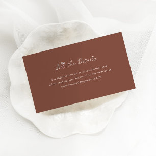 Carte D'accompagnement Script rustique Détails du Mariage Brown