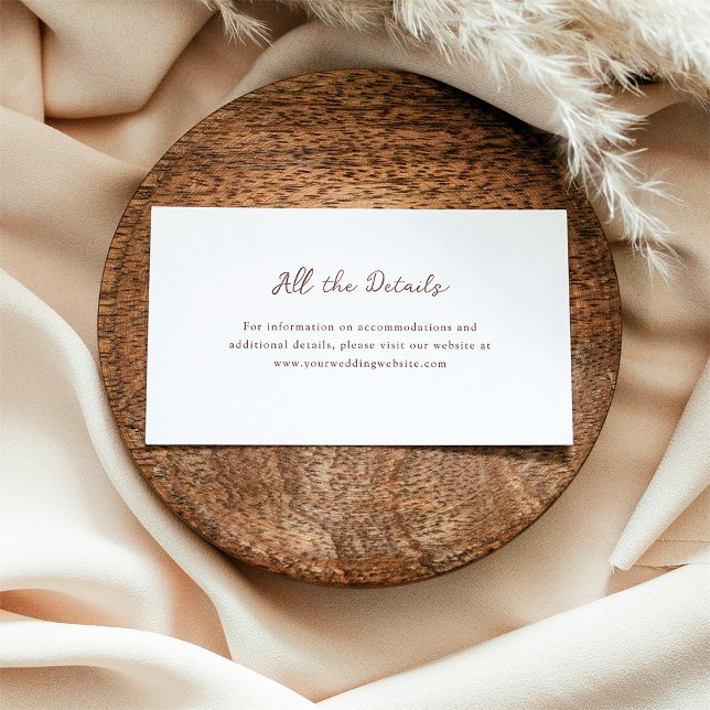 Carte D'accompagnement Script rustique | Détails du Mariage Brown et blan (Créateur téléchargé)