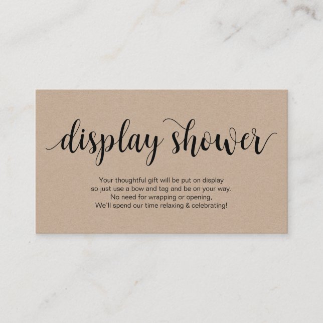 Carte D'accompagnement Script rustique, Kraft rustique, douche à affichag (Devant)