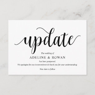 Carte D'accompagnement Script rustique, noir, report Mariage, modifiable