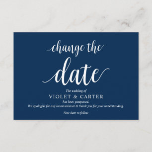 Carte D'accompagnement Script rustique, Script bleu marine, Mariage repos