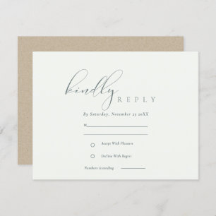 Carte D'accompagnement Script simple élégant Noir & Blanc Mariage RSVP