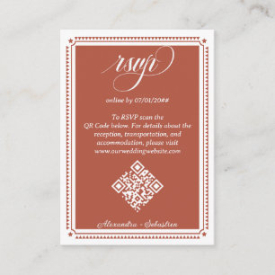 Carte D'accompagnement Script Terracotta RSVP Online QR Code Mariage