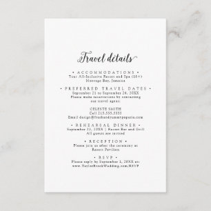 Carte D'accompagnement Script vintage Destination Mariage Détails du voya