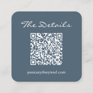 Carte D'accompagnement Script Wedding RSVP Détails QR Code Bleu foncé