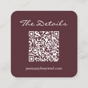 Carte D'accompagnement Script Wedding RSVP Détails QR Code Bourgogne
