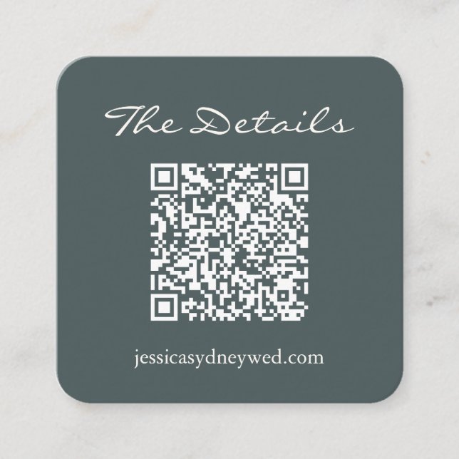 Carte D'accompagnement Script Wedding RSVP Détails QR Code Dark Turquoise (Devant)