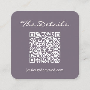 Carte D'accompagnement Script Wedding RSVP Détails QR Code Dusty Purple