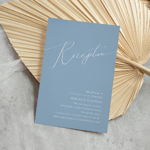 Carte D'accompagnement Script Whimsical   Dusty Blue Wedding Réception