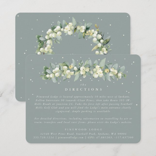 Carte D'accompagnement Seafoam Snowberry+Eucalyptus Garland Directions (Devant / Derrière)