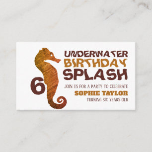 Carte D'accompagnement Seahorse, Billet d'anniversaire pour enfants aquat