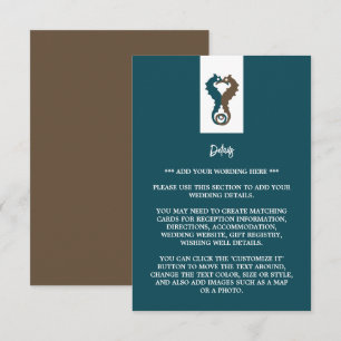 Carte D'accompagnement Seahorse Romance, Beach Wedding Détail
