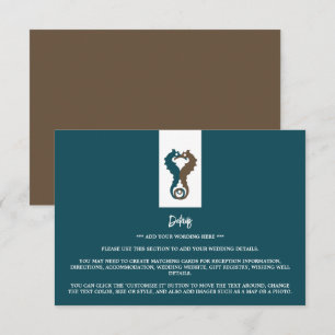 Carte D'accompagnement Seahorse Romance, Beach Wedding Détail