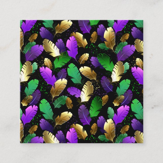 Carte D'accompagnement Seamless Pattern with Mardi Gras feathers (Devant)