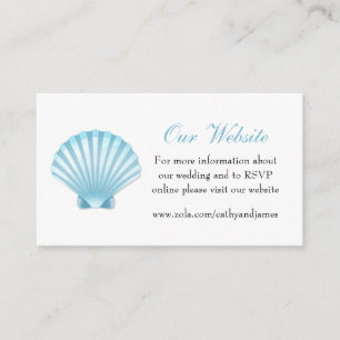 Carte D'accompagnement Seashell Blue Nautical Elegant Wedding Website