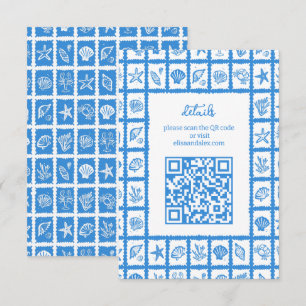 Carte D'accompagnement Seashell Grid Beach Wedding Code QR PERSONNALISÉ