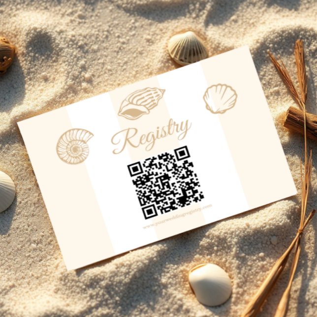 Carte D'accompagnement Seashells & Wedding Bells Bridal Shower Registry (Créateur téléchargé)