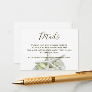 Carte D'accompagnement Seaside Garden White Mariage Détails du site web