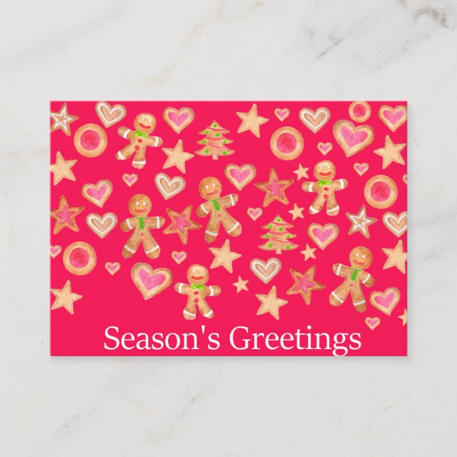 Carte D'accompagnement Season's Greetings watercolor gingerbread cookies (Devant)