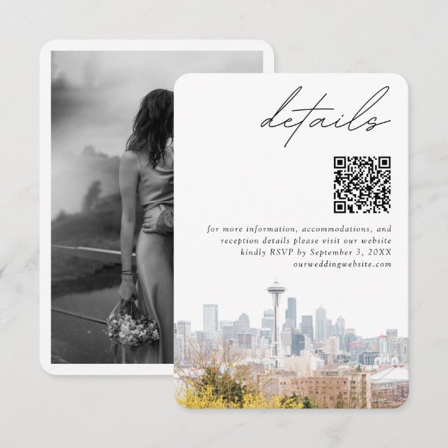 Carte D'accompagnement Seattle Mariage Kerry Park Détails QR Code Petit (Devant / Derrière)