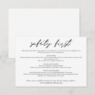 Carte D'accompagnement Sécurité First Simple Black White COVID sécurité