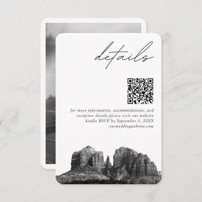 Carte D'accompagnement Sedona Arizona Mariage Détails modernes Code QR (Devant / Derrière)
