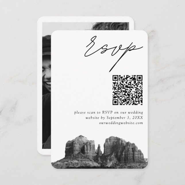 Carte D'accompagnement Sedona Mariage moderne RSVP QR Code (Devant / Derrière)