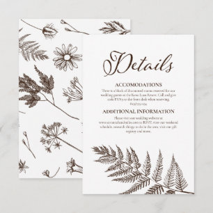 Carte D'accompagnement Sepia vintage Neutre Botanique Brown