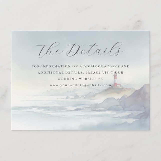 Carte D'accompagnement Serene Blue Watercolor Lighthouse Scene (Devant)
