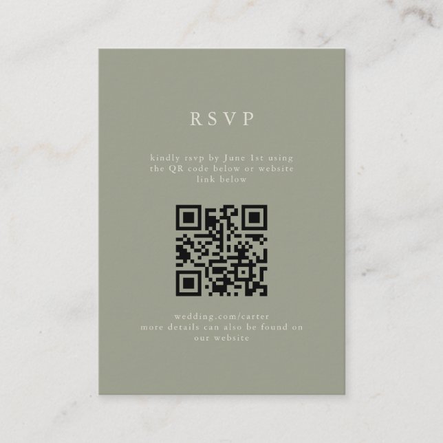 Carte D'accompagnement Serif Elegant Mariage moderne QR Code RSVP (Devant)
