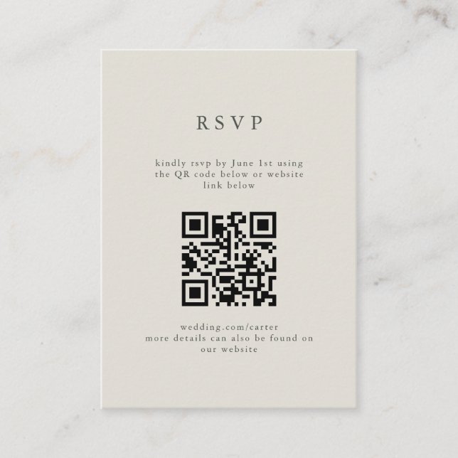 Carte D'accompagnement Serif Elegant Mariage moderne QR Code RSVP (Devant)