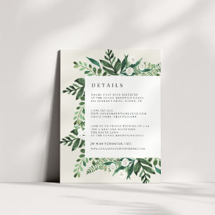 Carte D'accompagnement Serre   Aquarelle Botanique Détails de l'invité