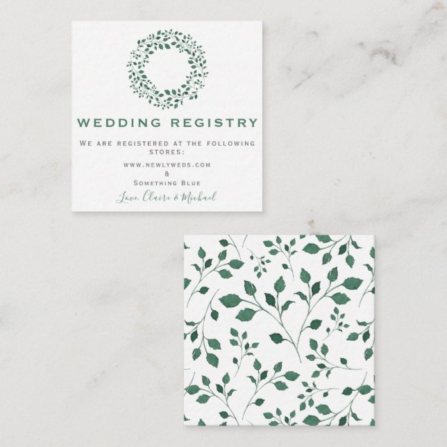 Carte D'accompagnement Serre de verdure rustique | Inscription du Registr (Devant / Derrière)