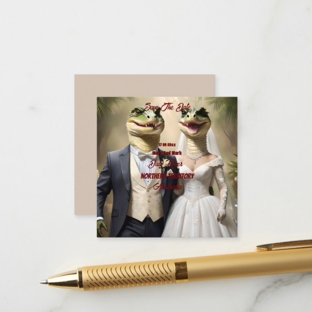 Carte D'accompagnement "Serrer l'amour : une affaire Mariage crocodilienn (Devant/Arrière en situation)
