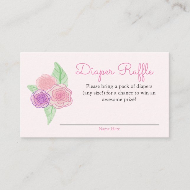 Carte D'accompagnement Shabby Rose Baby shower Déchets Raffle (Devant)