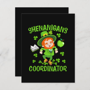 Carte D'accompagnement Shenanigans Coordonnateur Funny Enseignant St Patr