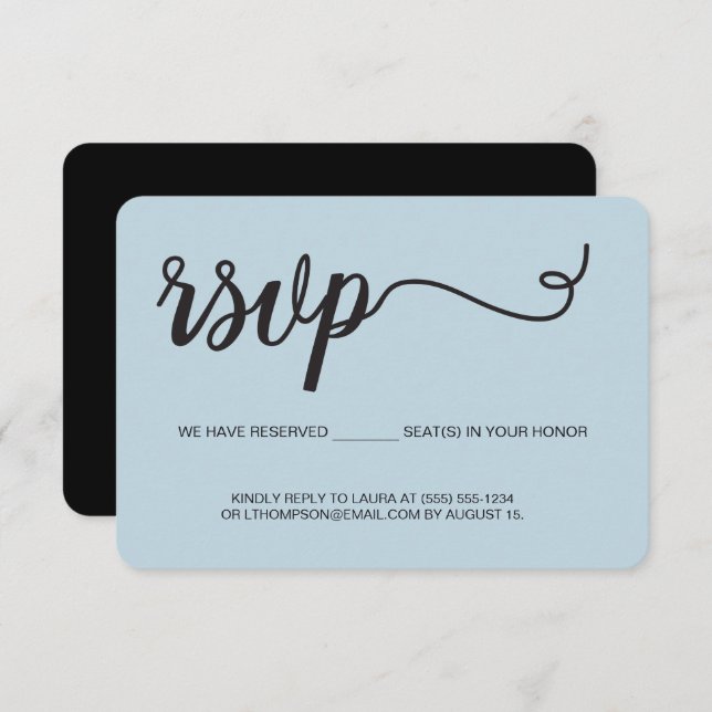 Carte D'accompagnement Siège réservé Dusty Blue RSVP sans envoi (Devant / Derrière)