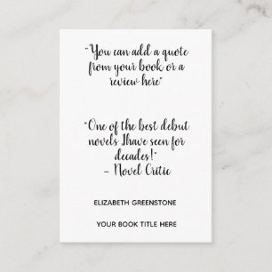 Carte D'accompagnement Signet de révision promotionnelle de l'auteur