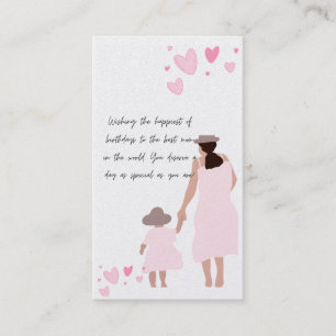 Carte D'accompagnement Silhouette de cœur rose de mère et fille