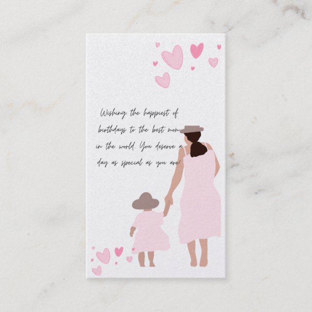 Carte D'accompagnement Silhouette de cœur rose de mère et fille (Devant)