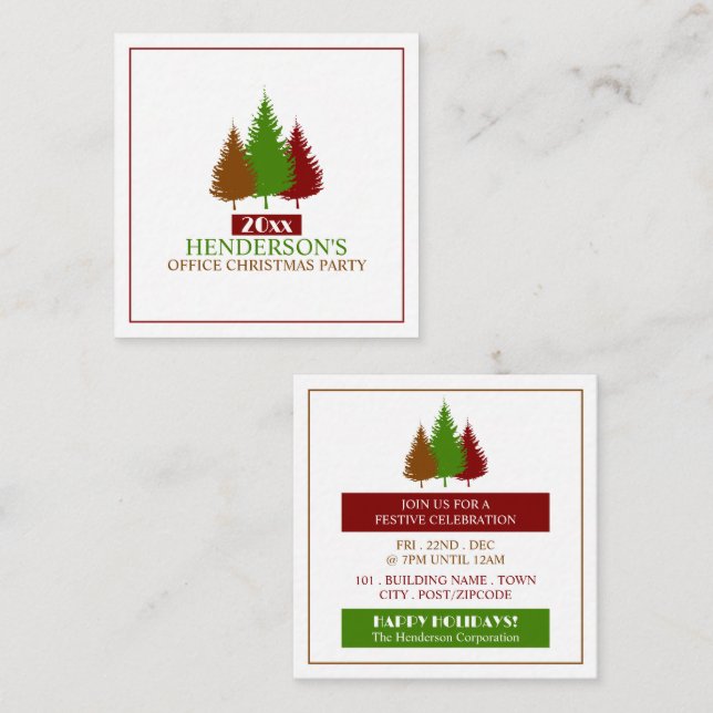 Carte D'accompagnement Silhouettes d'arbre rustique, billet de fête de No (Devant / Derrière)