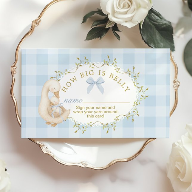 Carte D'accompagnement Silly Goose Blue Bow Gingham How big is belly (Créateur téléchargé)